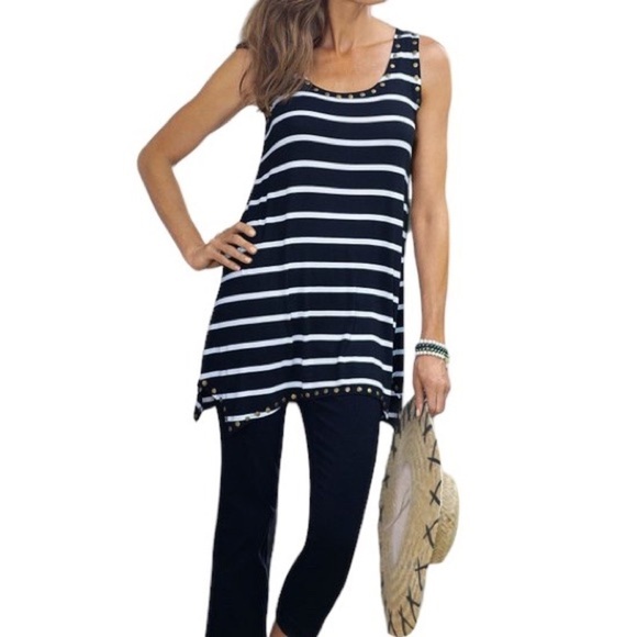 Soft surroundings Tank Stripped Top Size L - Picture 1 of 8